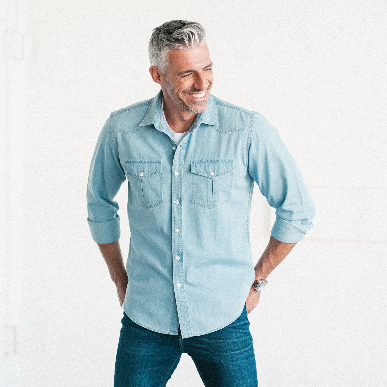 Maker Shirt – Light Blue Cotton Denim