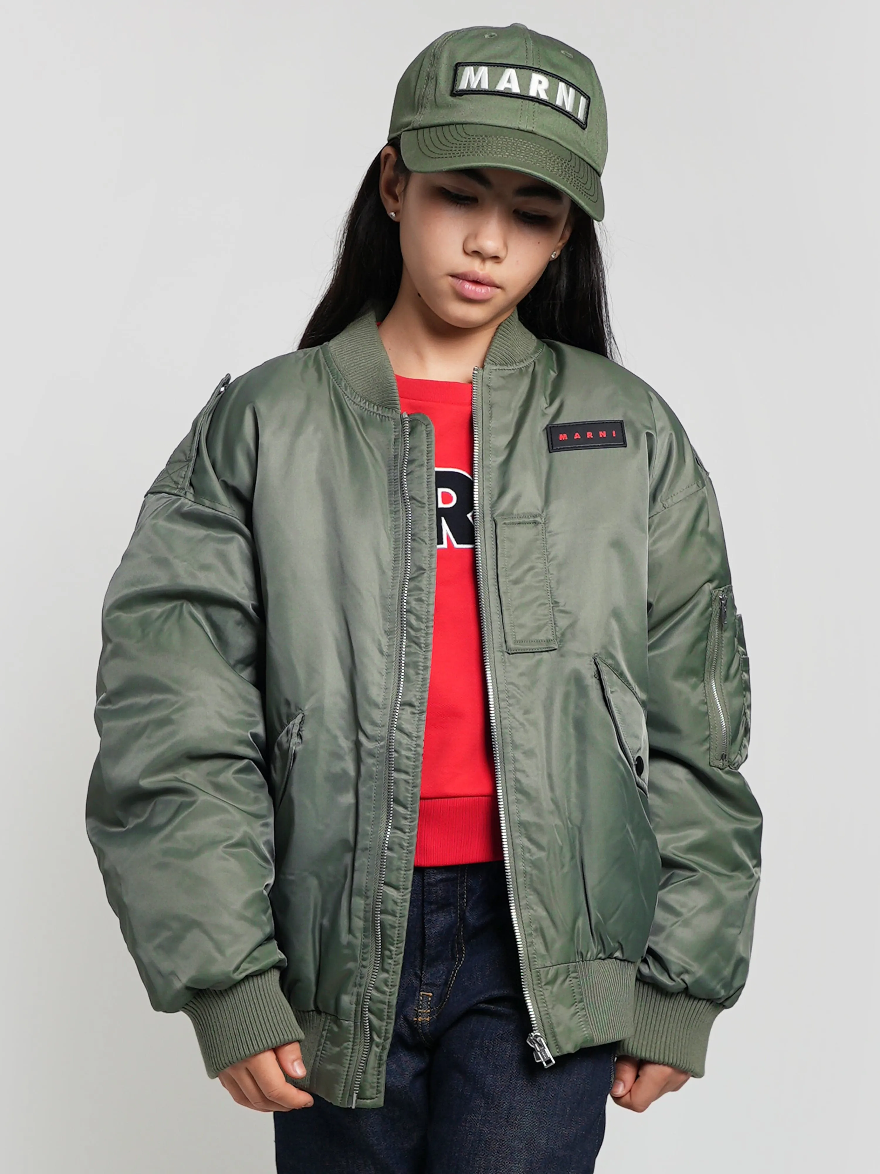 MARNI Kids Bomber Jacket in Green