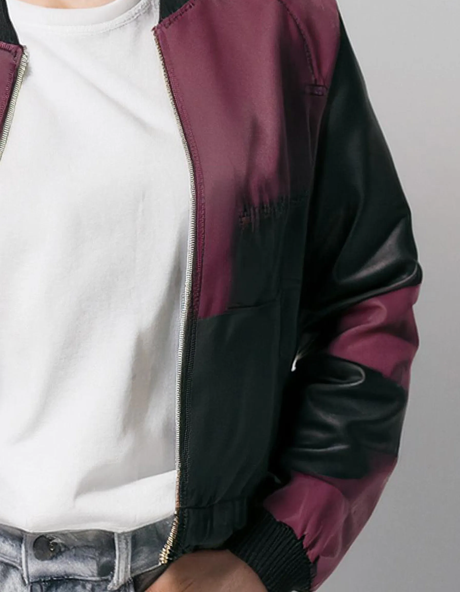 Maroon Accent Bomber Jacket