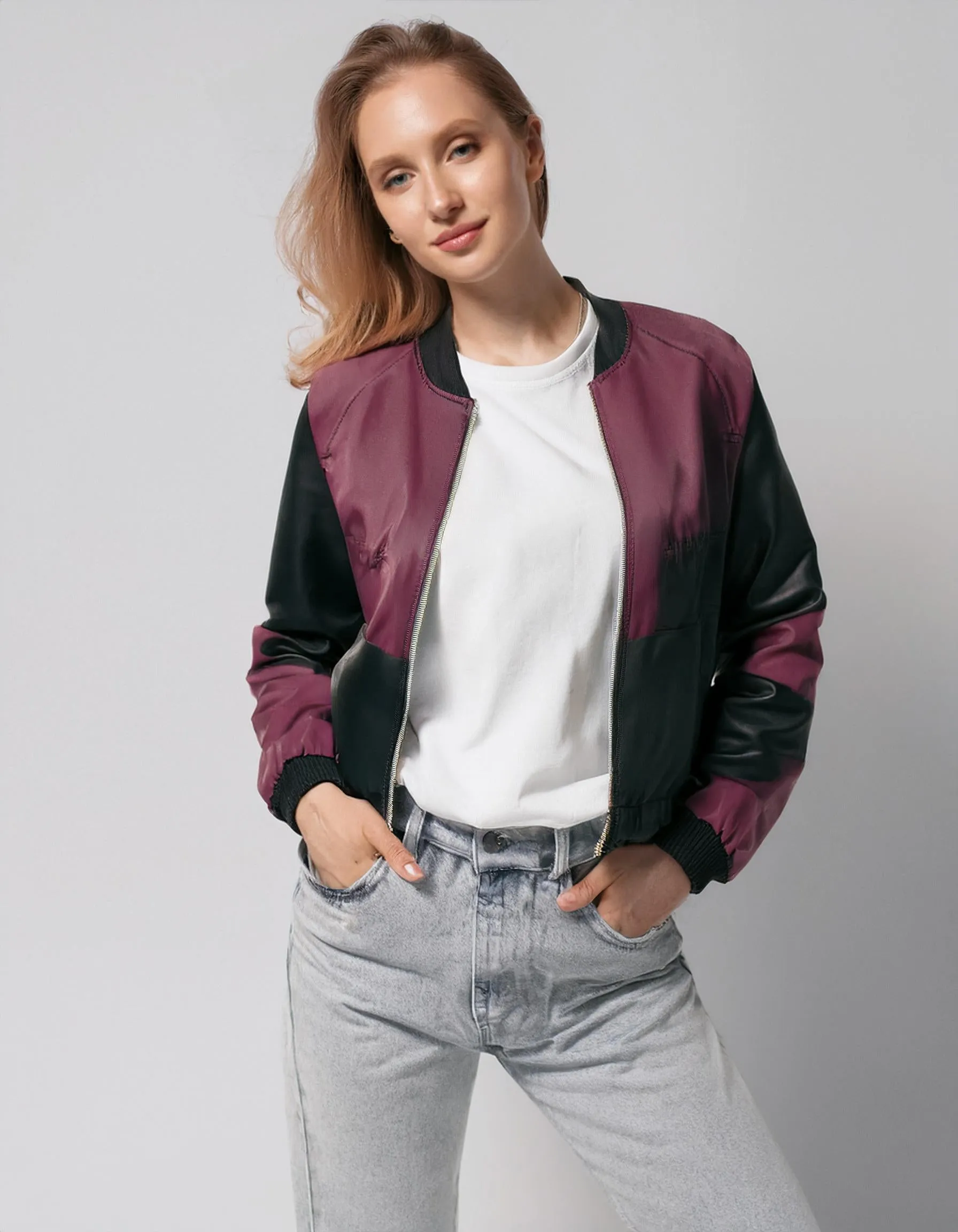 Maroon Accent Bomber Jacket