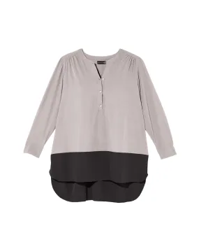 Megan Colorblock Tunic | Light Grey / Black