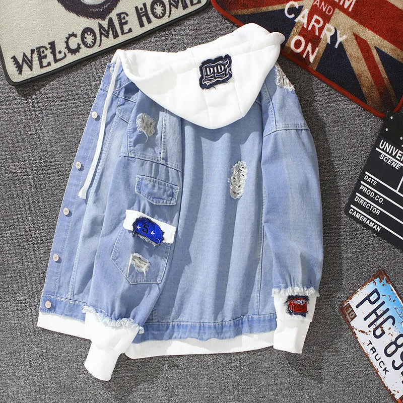 Men Denim Jacket Men 'S Autumn Hooded Coat Baseball Jacket