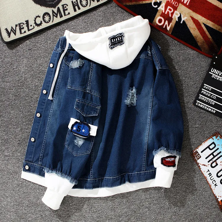 Men Denim Jacket Men 'S Autumn Hooded Coat Baseball Jacket