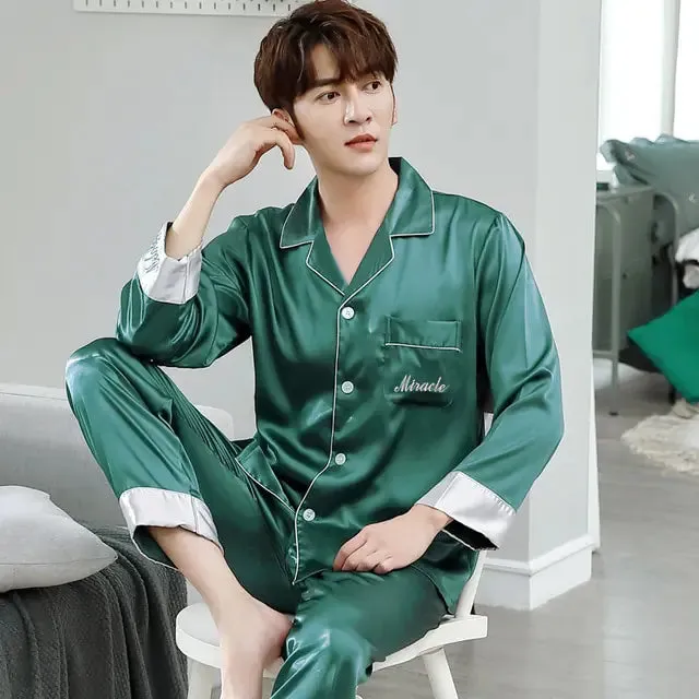 Men's Designer Ice Silk Pajama Set