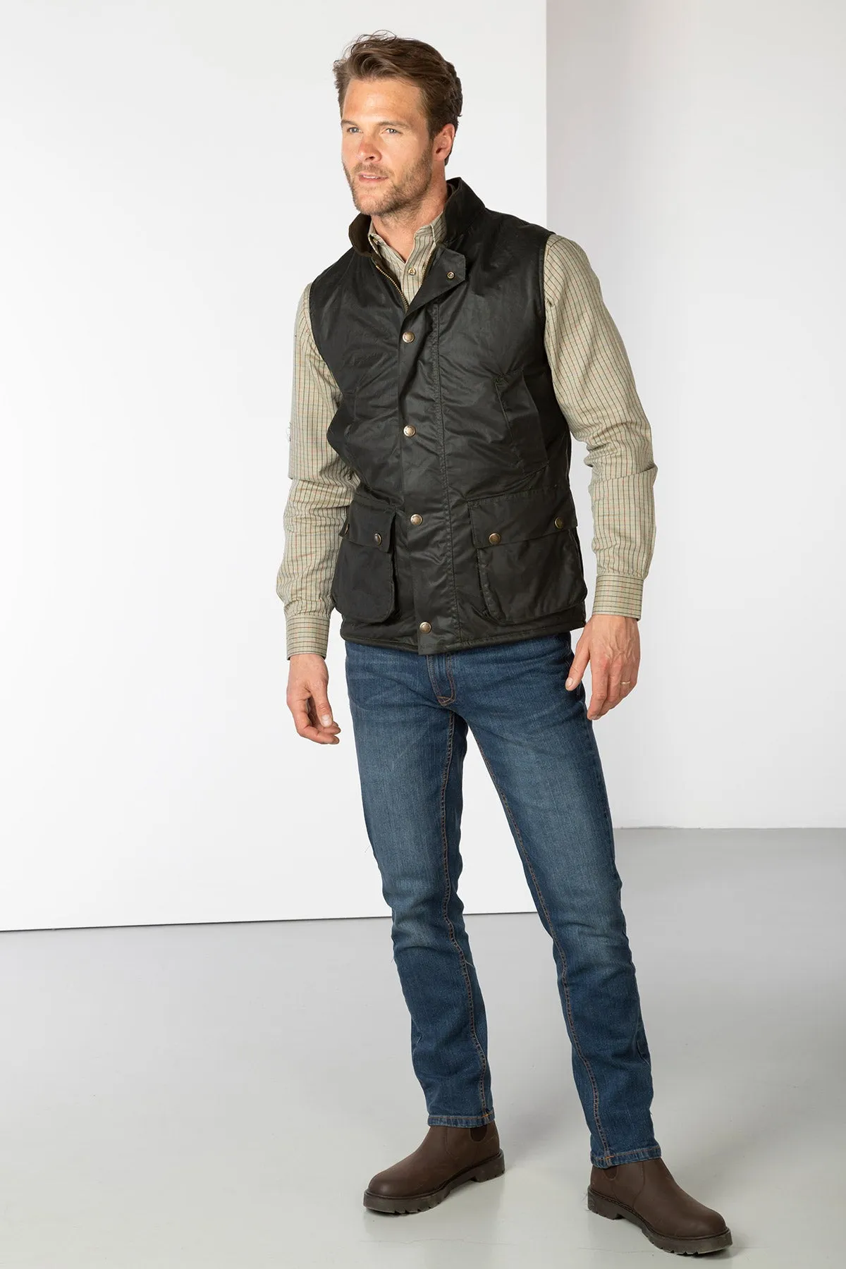 Men's Fleece Lined Wax Waistcoat - Richmond