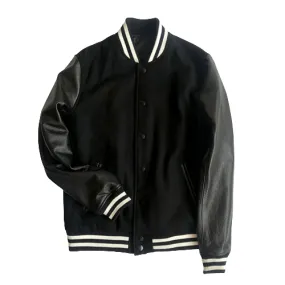 Mens Ricardo Genuine Cow Leather and Wool Varsity Jacket