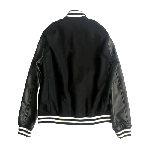 Mens Ricardo Genuine Cow Leather and Wool Varsity Jacket