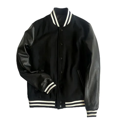 Mens Ricardo Genuine Cow Leather and Wool Varsity Jacket