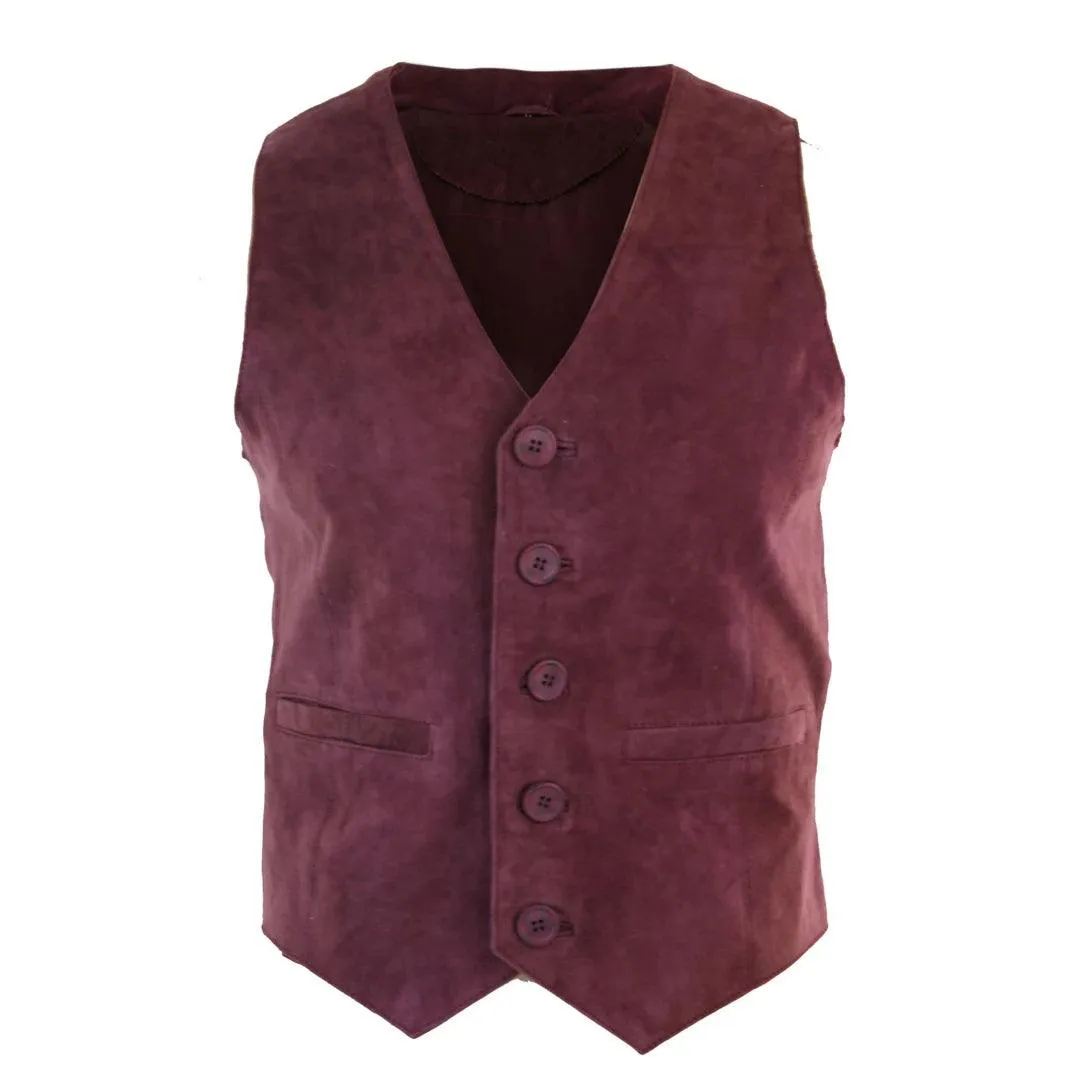 Mens Waistcoat Gilet Real Genuine Suede Leather Retro Vintage Western Vest