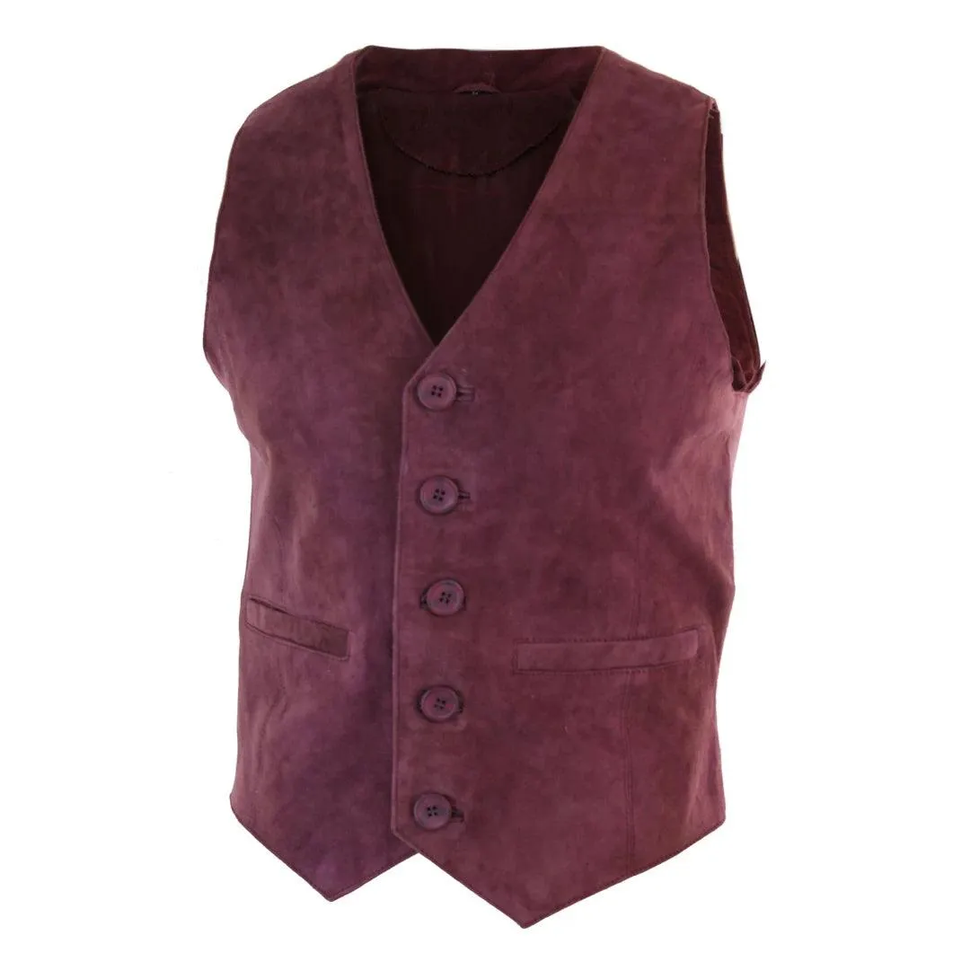 Mens Waistcoat Gilet Real Genuine Suede Leather Retro Vintage Western Vest