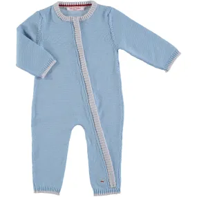 Merino Zip-Up Baby Daysuit - Beau Blue