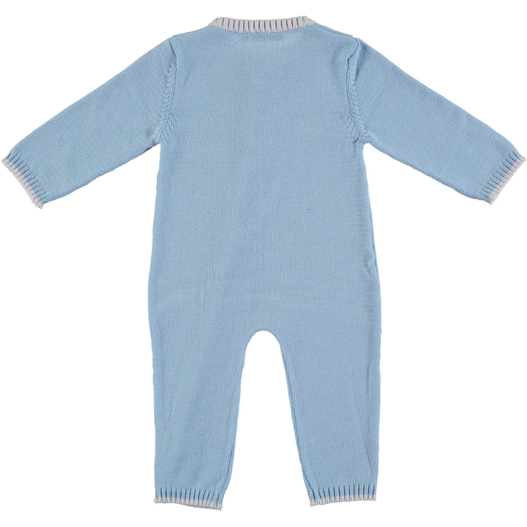 Merino Zip-Up Baby Daysuit - Beau Blue