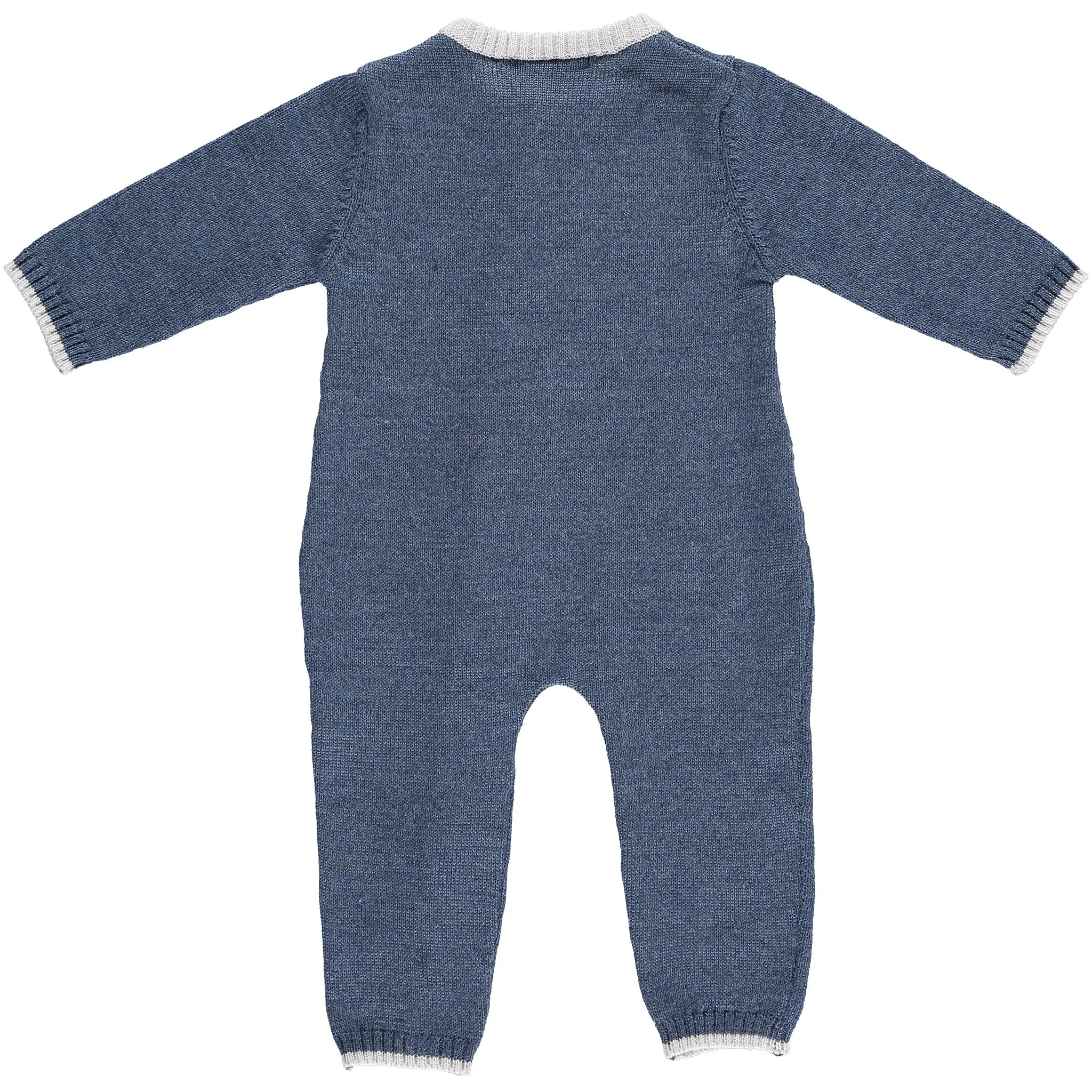 Merino Zip-Up Baby Daysuit - Denim