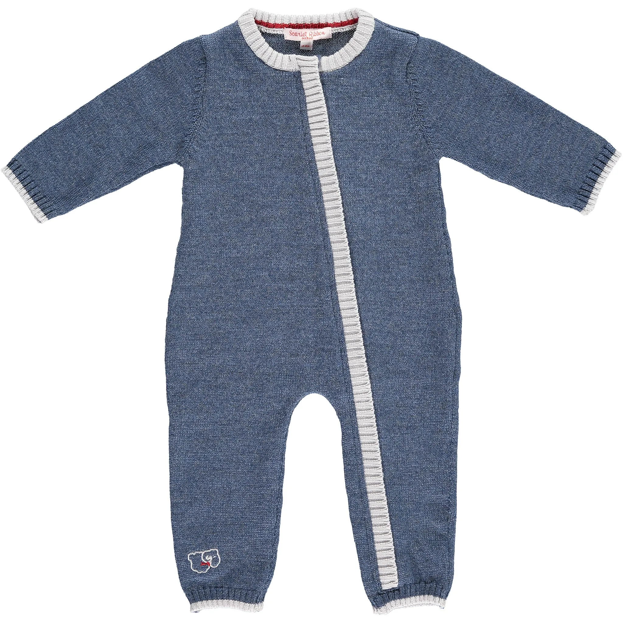 Merino Zip-Up Baby Daysuit - Denim