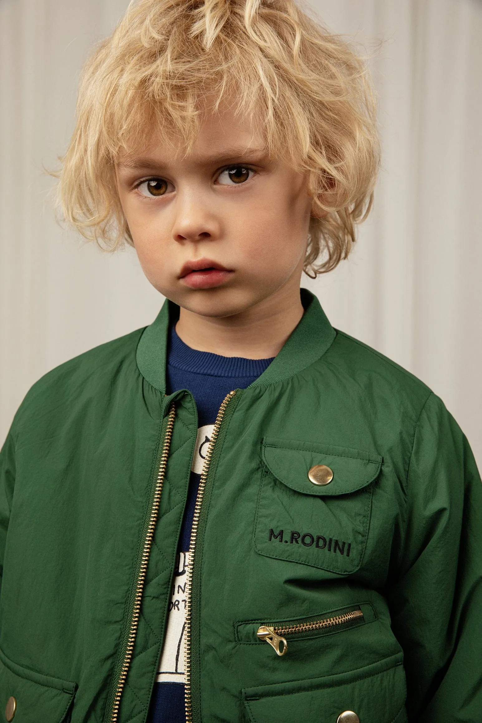 Mini Rodini Boys Baseball Jacket in Green