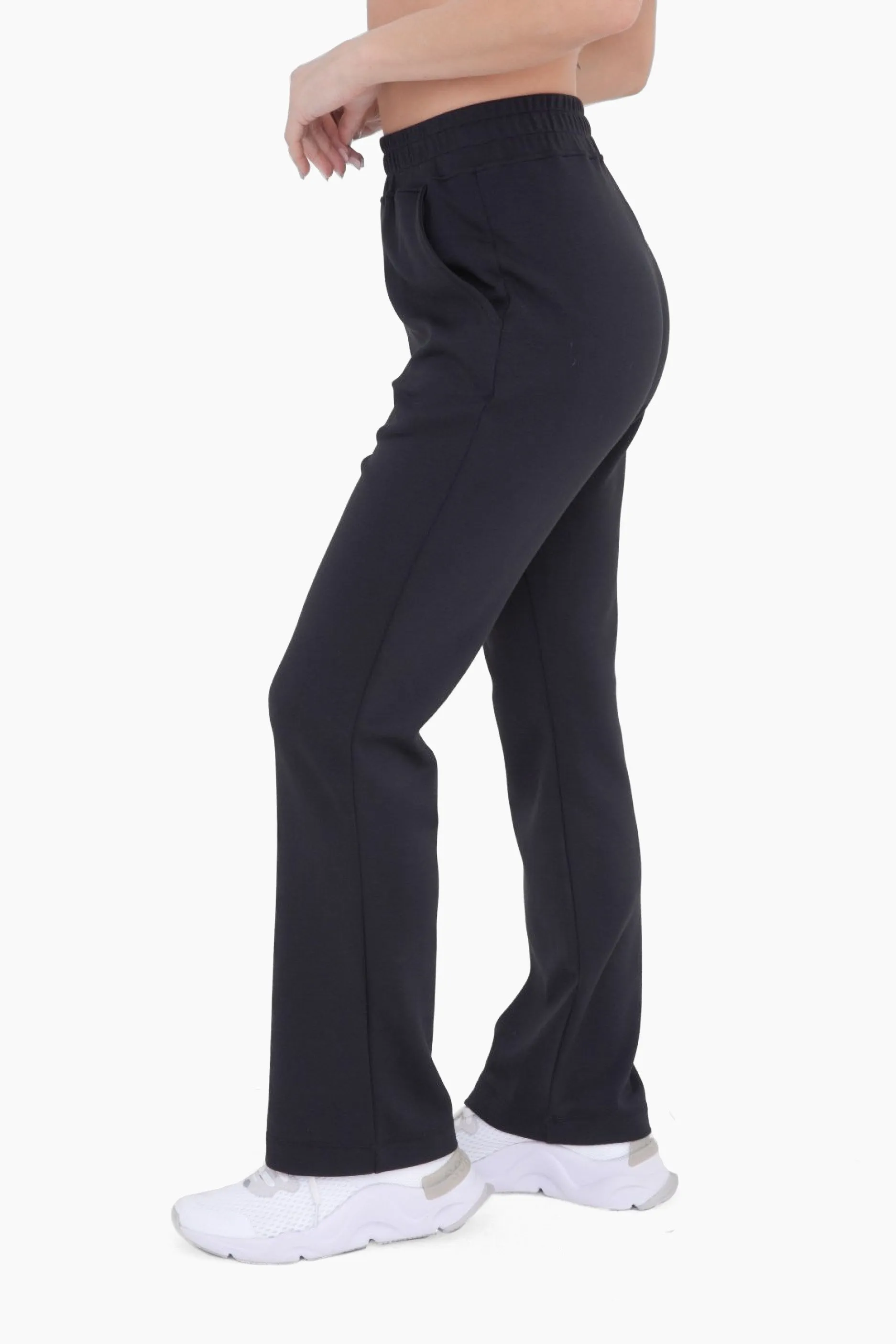 MONO B Black Modal Blend High-Waist Pants