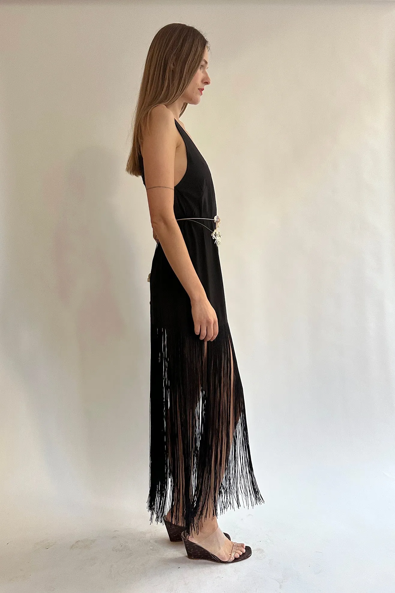 MR. LARKIN, Tassel Slip Dress, Black