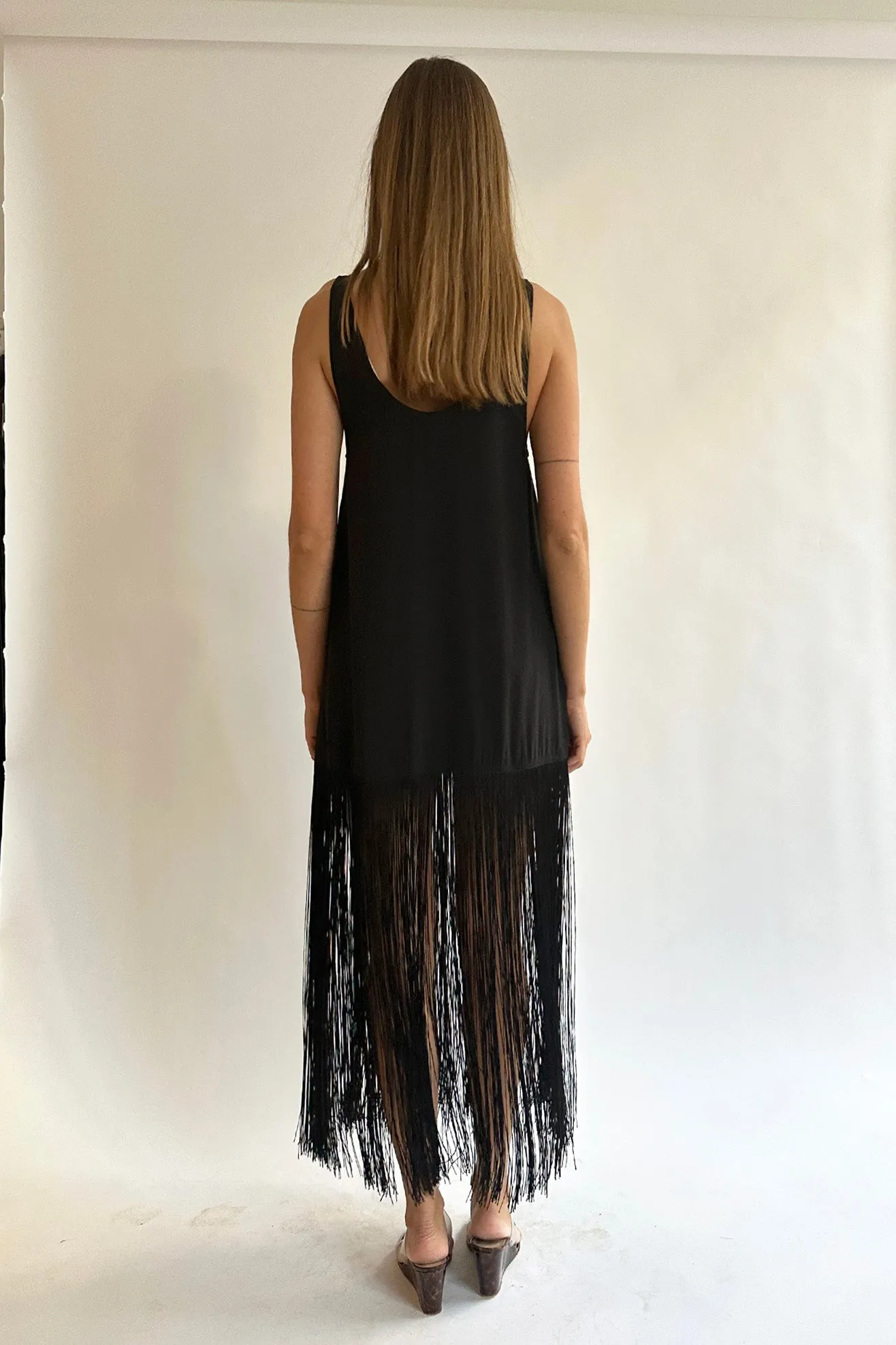 MR. LARKIN, Tassel Slip Dress, Black