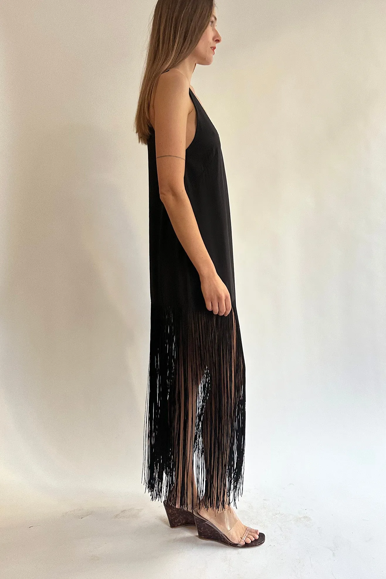 MR. LARKIN, Tassel Slip Dress, Black