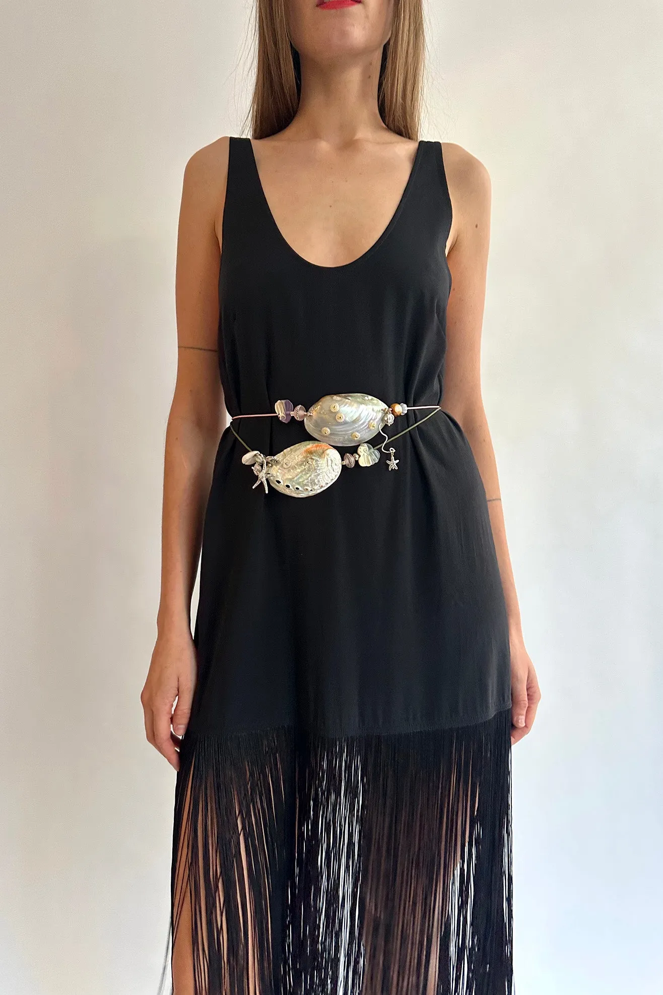 MR. LARKIN, Tassel Slip Dress, Black