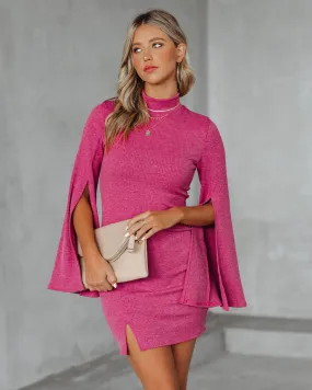 Must Be Love Bell Sleeve Knit Bodycon Dress - Dark Rose