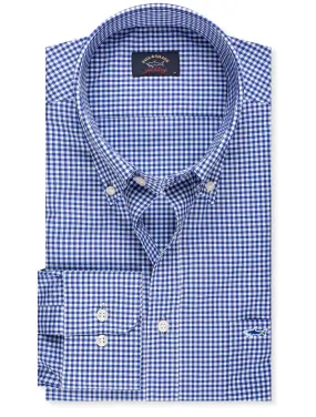 Navy Gingham Check Shirt Blue