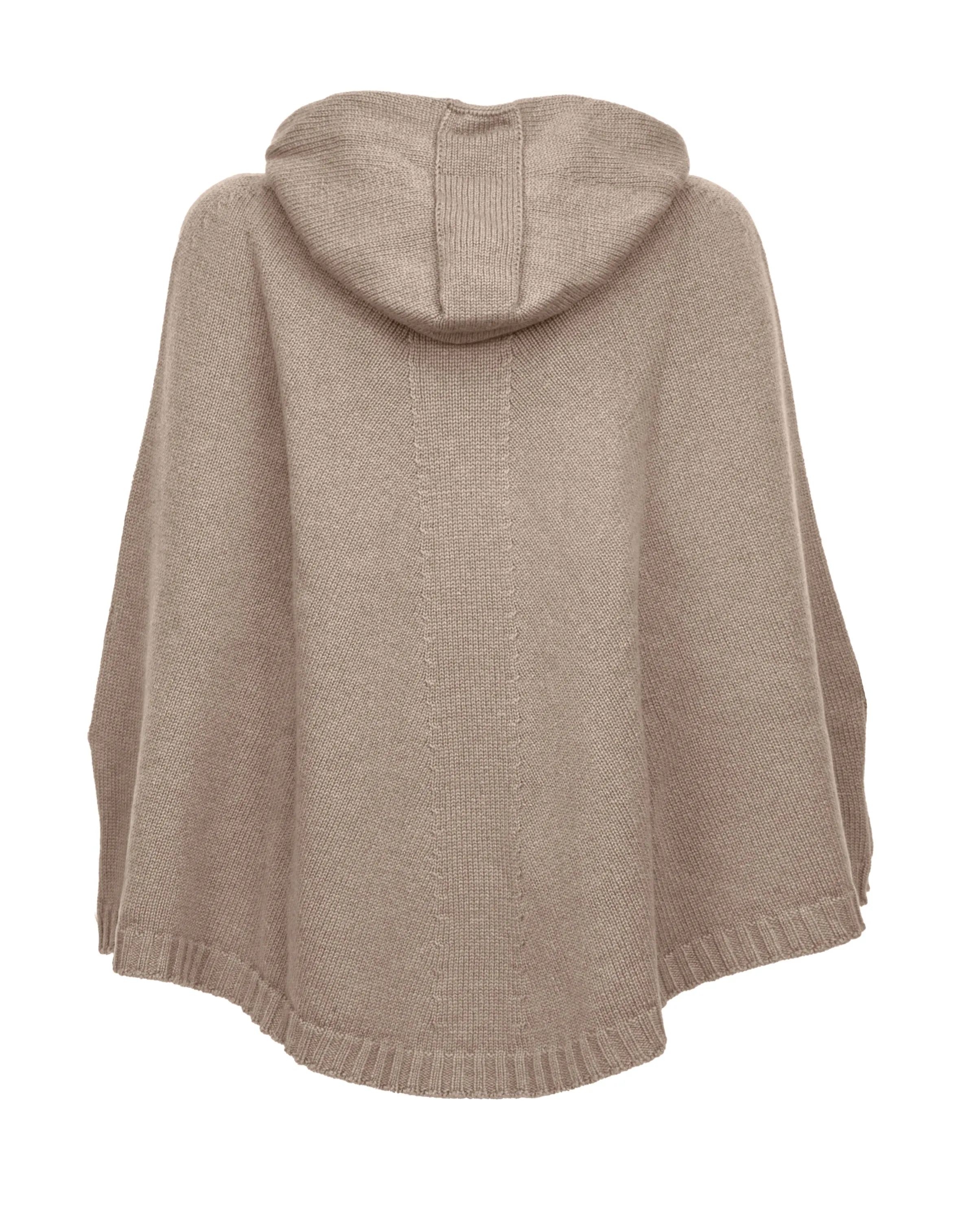 NEW FALL 24 - Pure Cashmere Hoodie Poncho Taupe