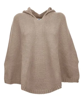 NEW FALL 24 - Pure Cashmere Hoodie Poncho Taupe