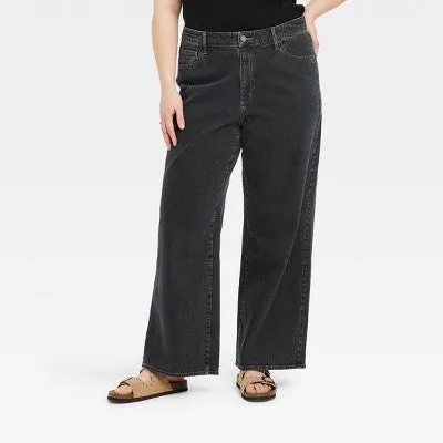 New - Universal Thread Women's High Waisted Wide Leg Cropped High-Rise Jeans