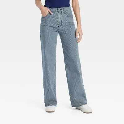 New - Universal Thread Women's High Waisted Wide Leg Cropped High-Rise Jeans