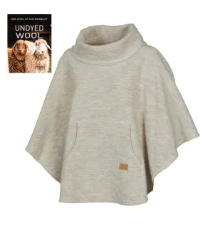 NLS HUMLA PONCHO, 100% OFÄRGAD ULL  — BIRCH