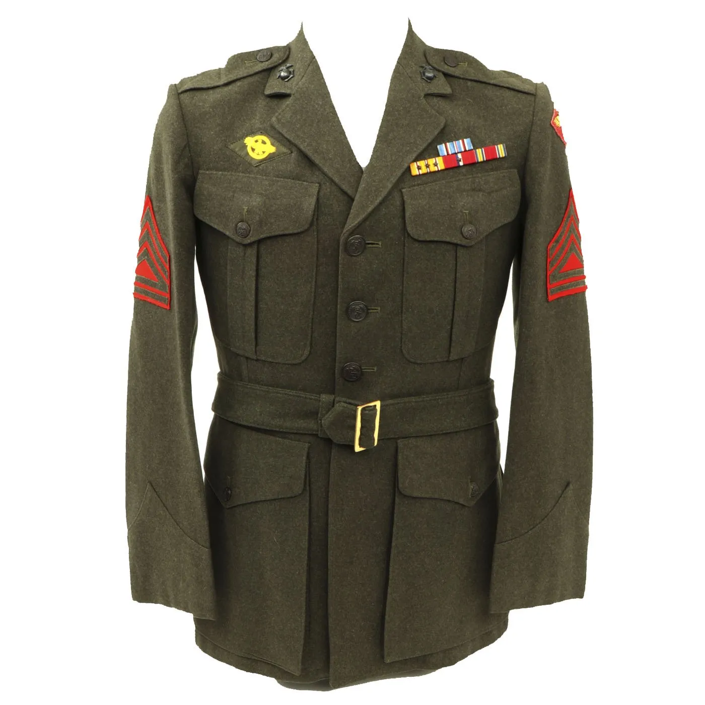 Original U.S. WWII USMC Named 4th Marine Aircraft Wing Uniform - Sergeant David Meckel