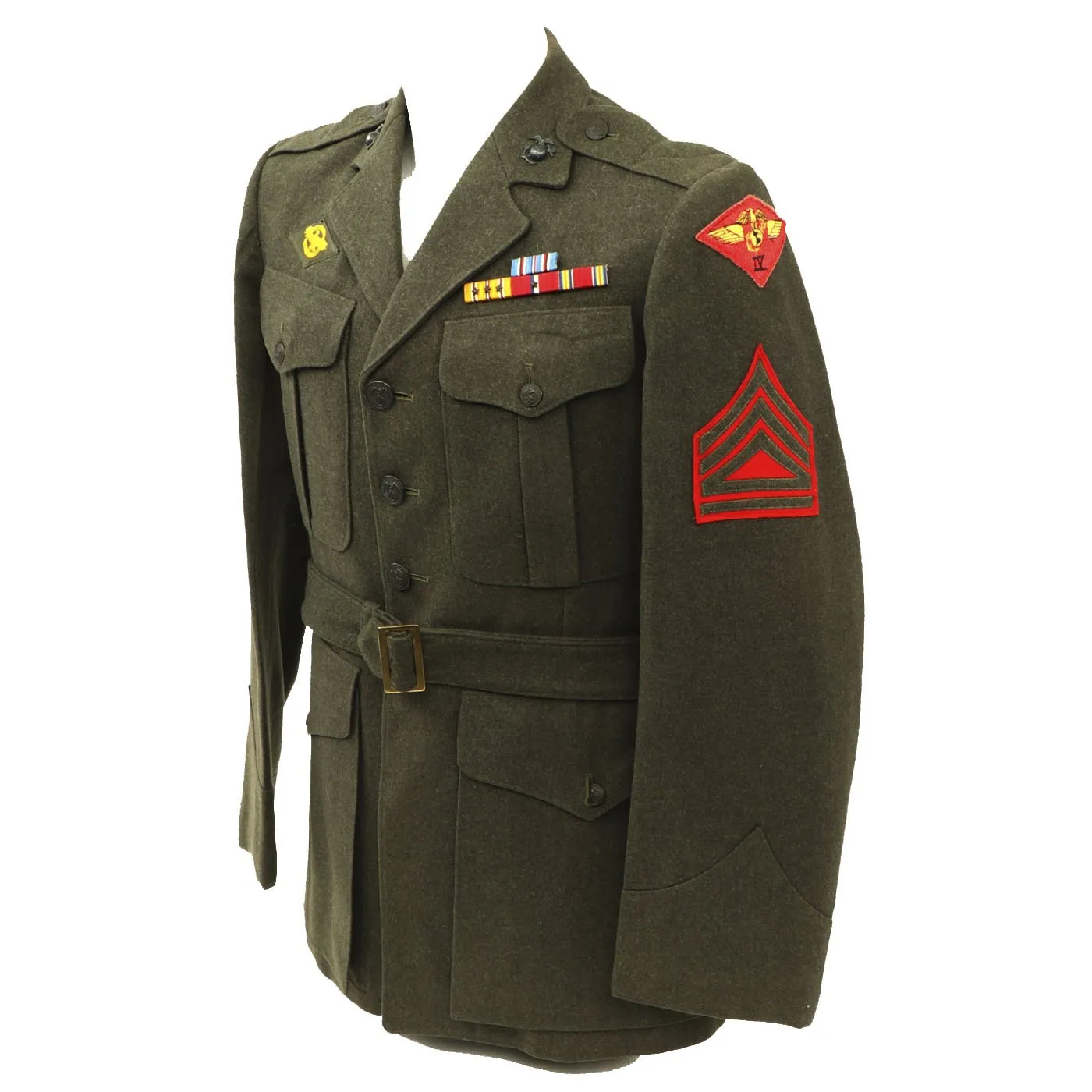 Original U.S. WWII USMC Named 4th Marine Aircraft Wing Uniform - Sergeant David Meckel