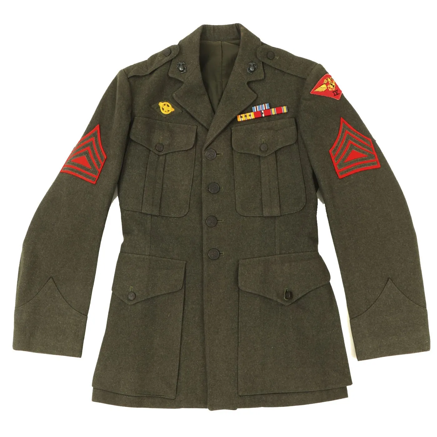 Original U.S. WWII USMC Named 4th Marine Aircraft Wing Uniform - Sergeant David Meckel