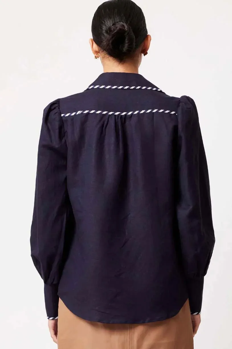 PISCES LINEN VISCOSE SHIRT | Ink