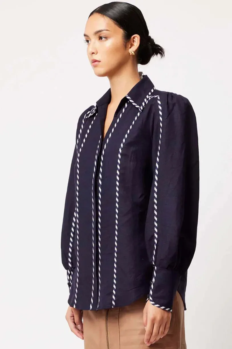 PISCES LINEN VISCOSE SHIRT | Ink