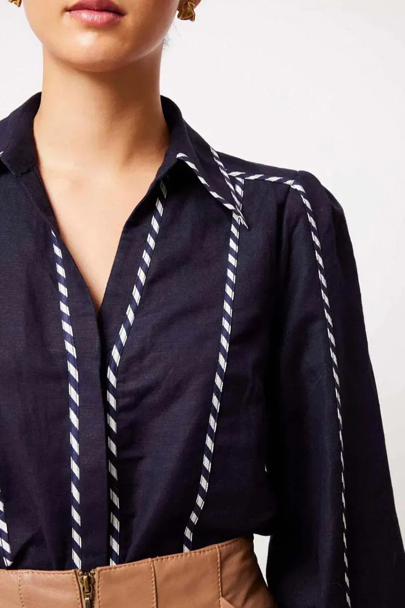 PISCES LINEN VISCOSE SHIRT | Ink