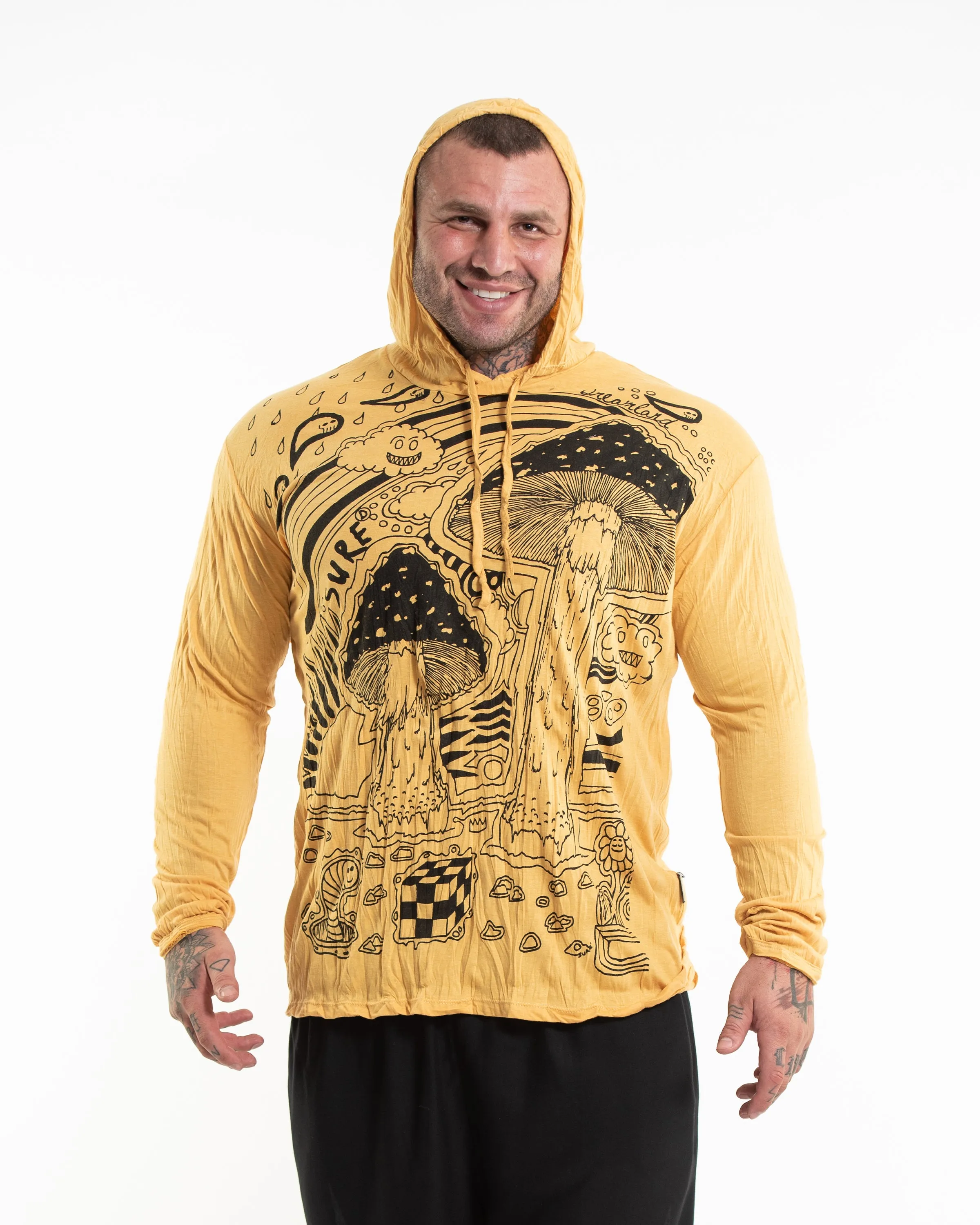 Plus Size Unisex Magic Mushroom Hoodie in Yellow