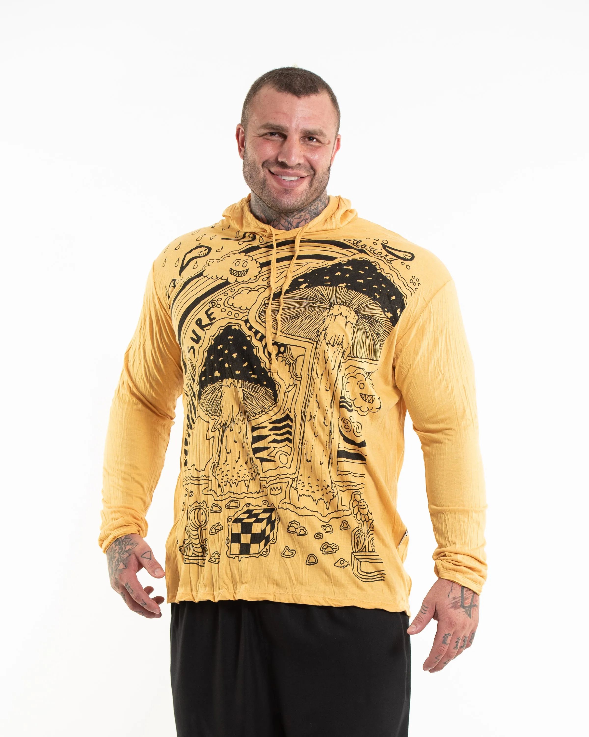 Plus Size Unisex Magic Mushroom Hoodie in Yellow