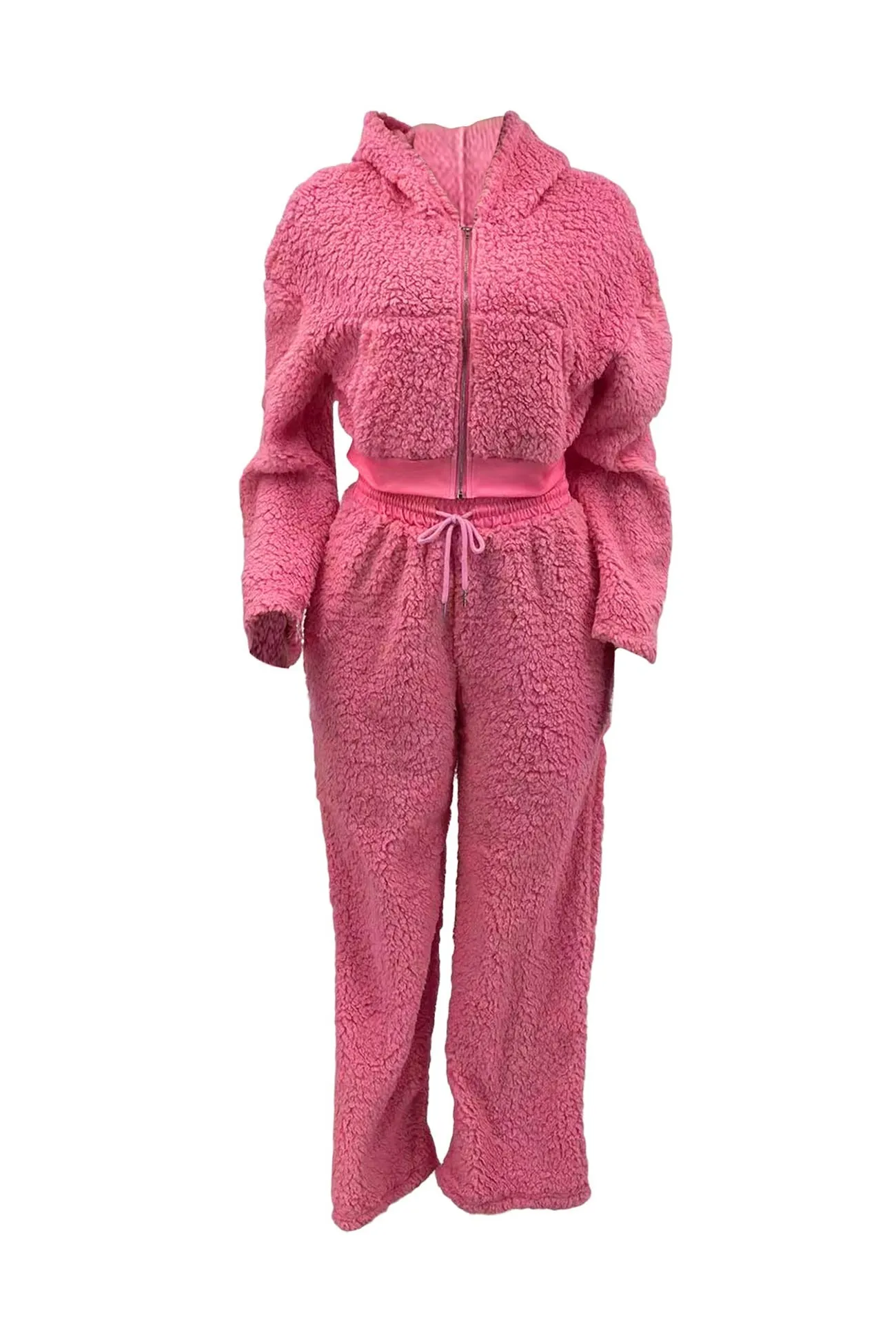 Plush Hoodie Pants Suits