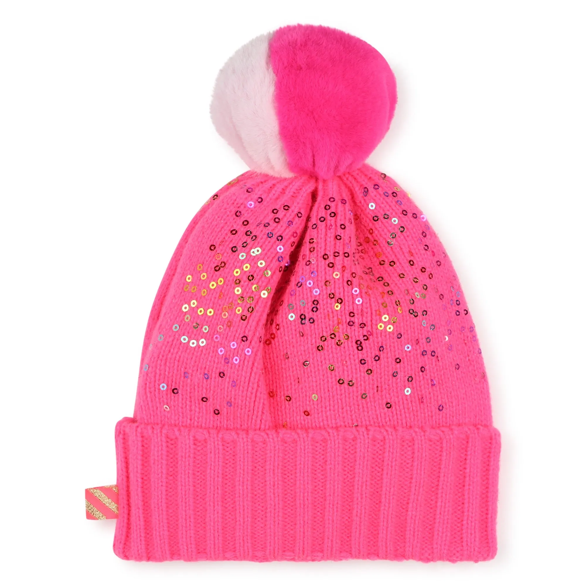 Pompom Beanie with Sequins | Pink