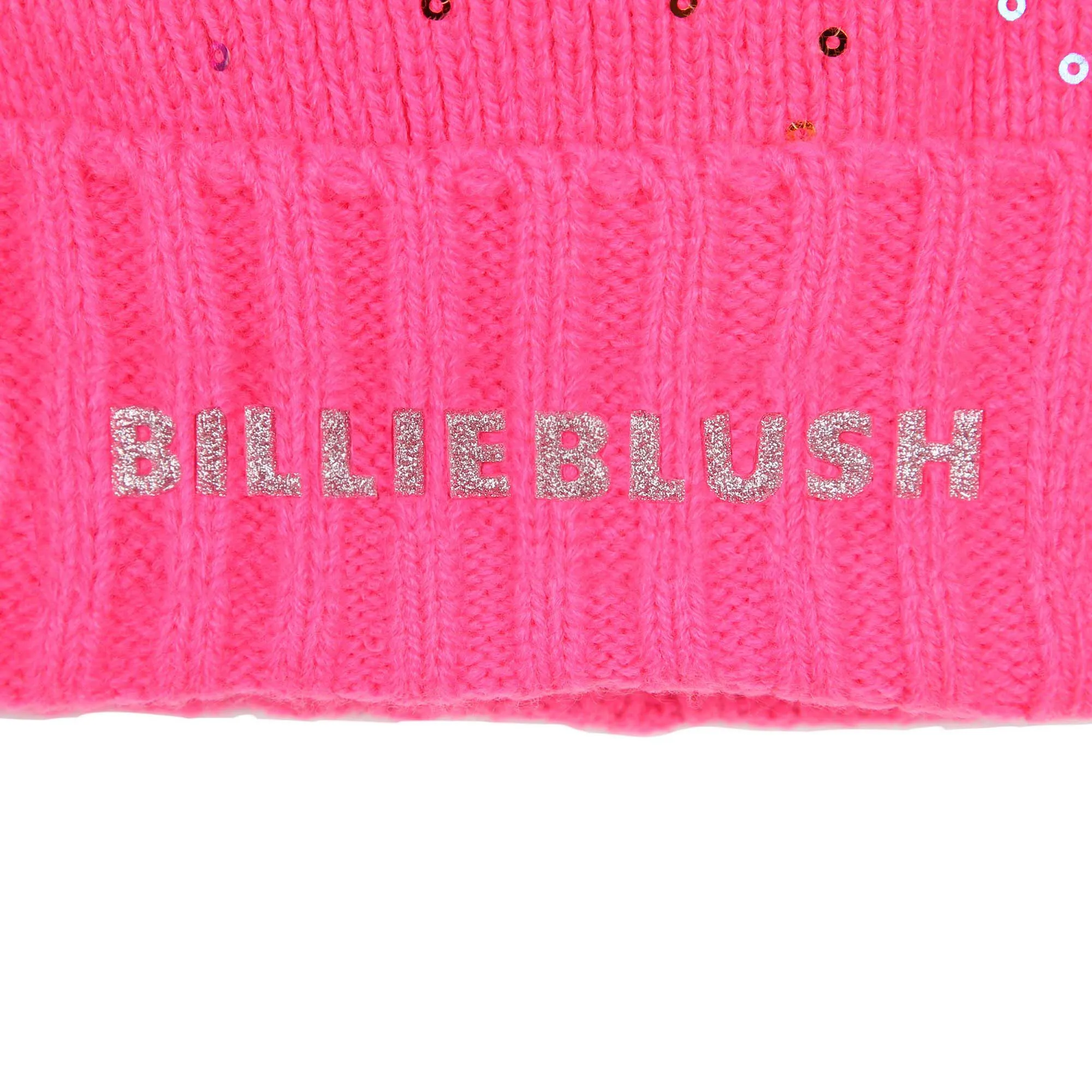 Pompom Beanie with Sequins | Pink