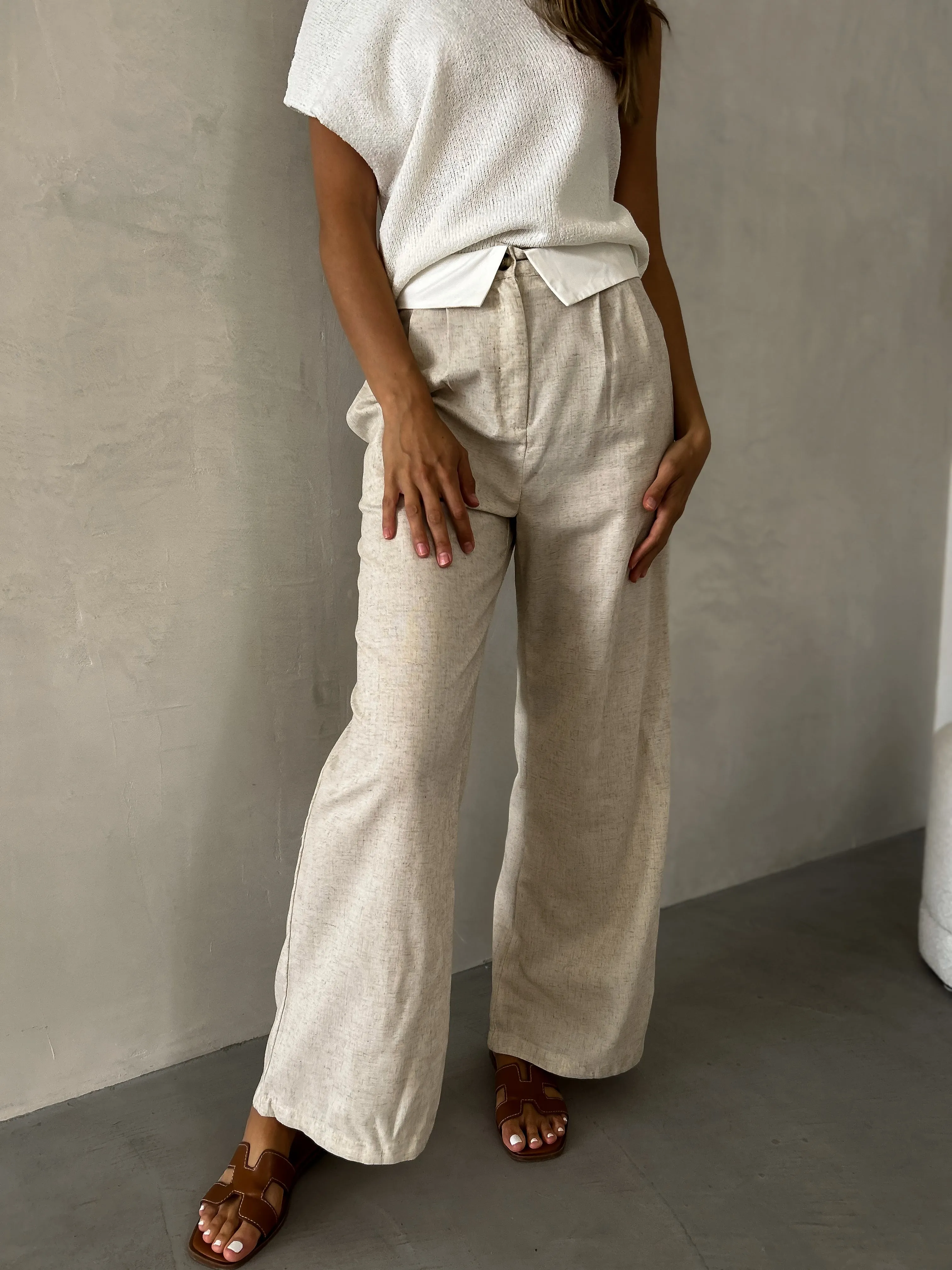 PORTIA Linen Pants - Natural