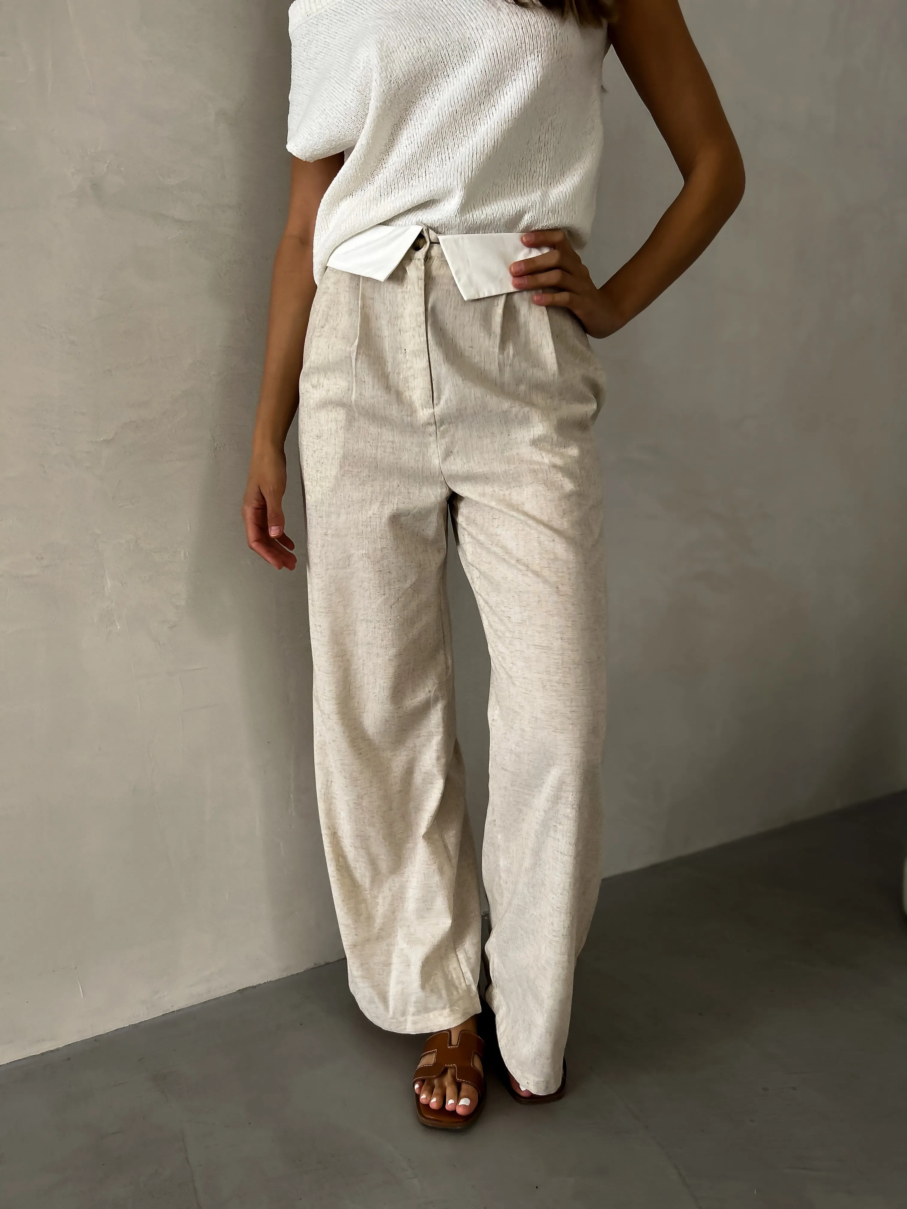 PORTIA Linen Pants - Natural