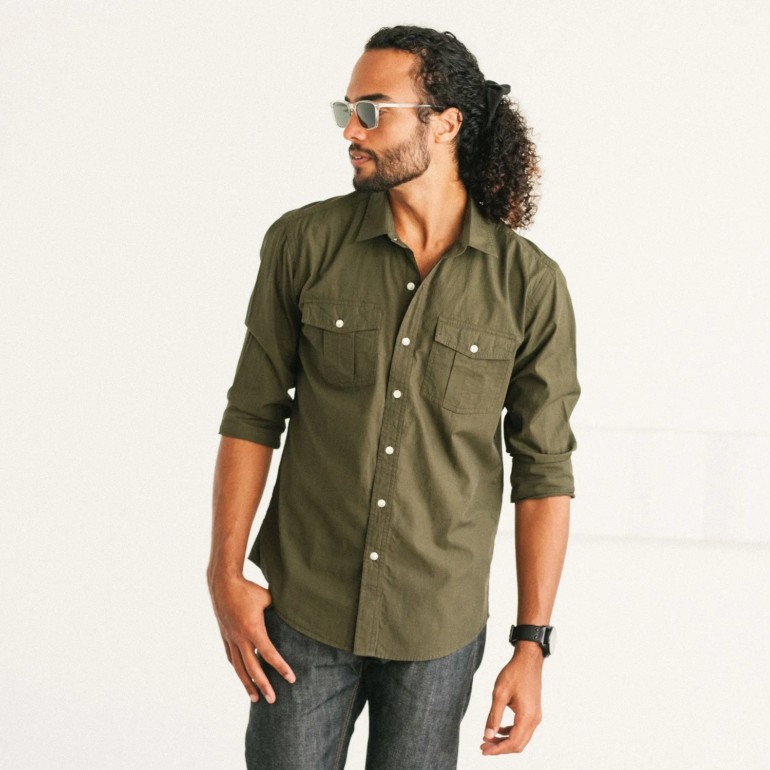 Primer WB Utility Shirt – Olive Green Cotton End-On-End