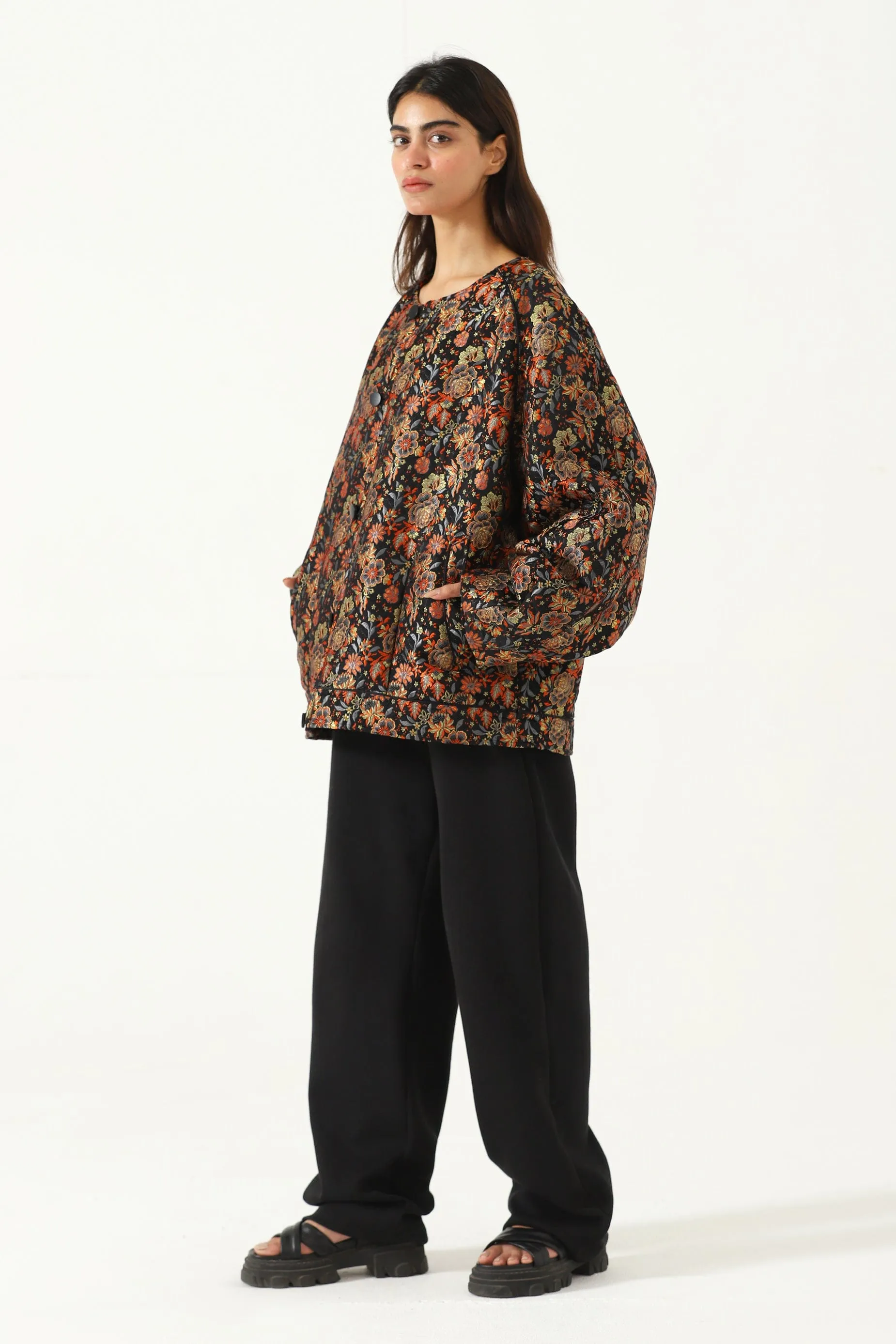 "RAJ" SILK JAMAWAR OVERSIZED BOMBER