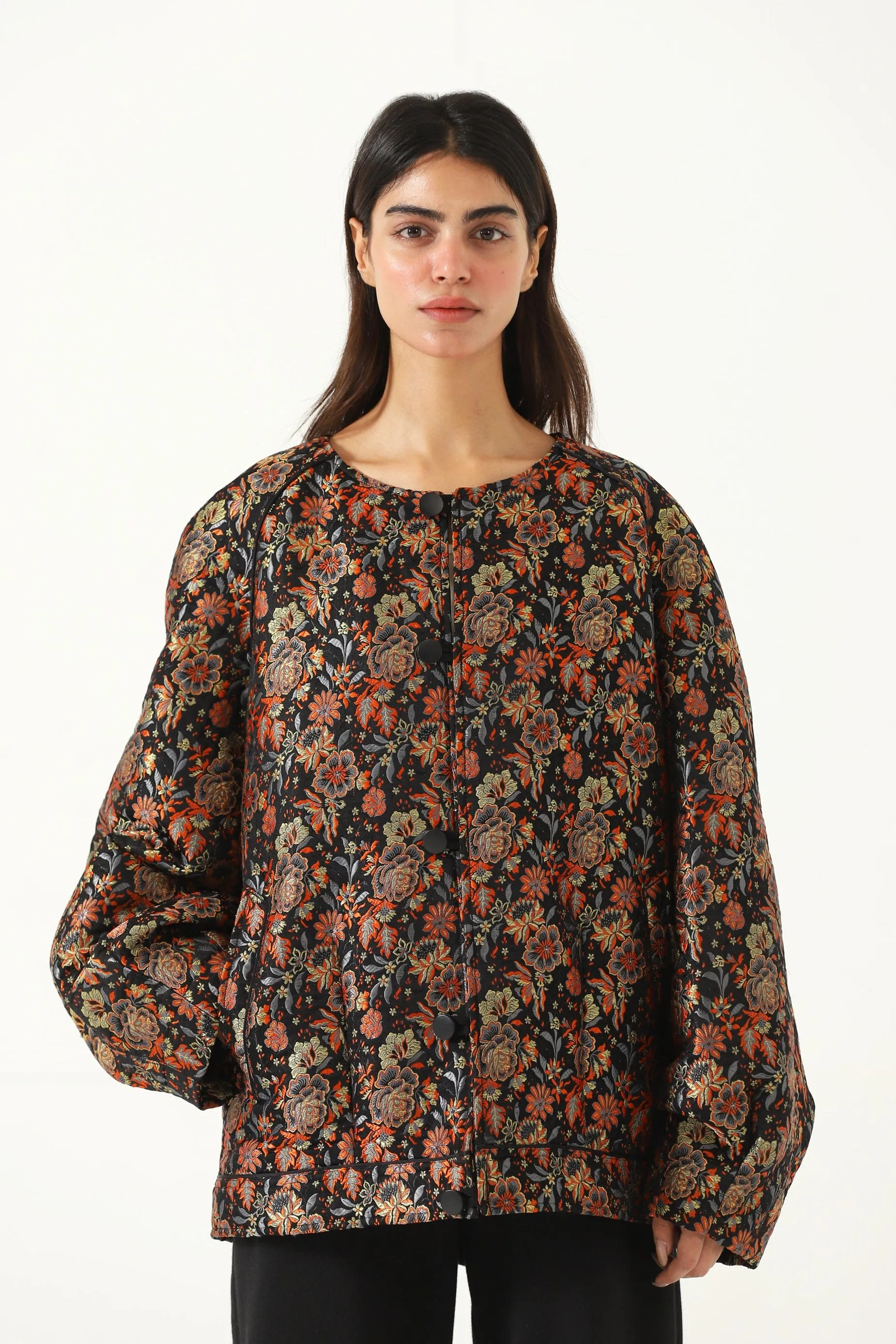 "RAJ" SILK JAMAWAR OVERSIZED BOMBER