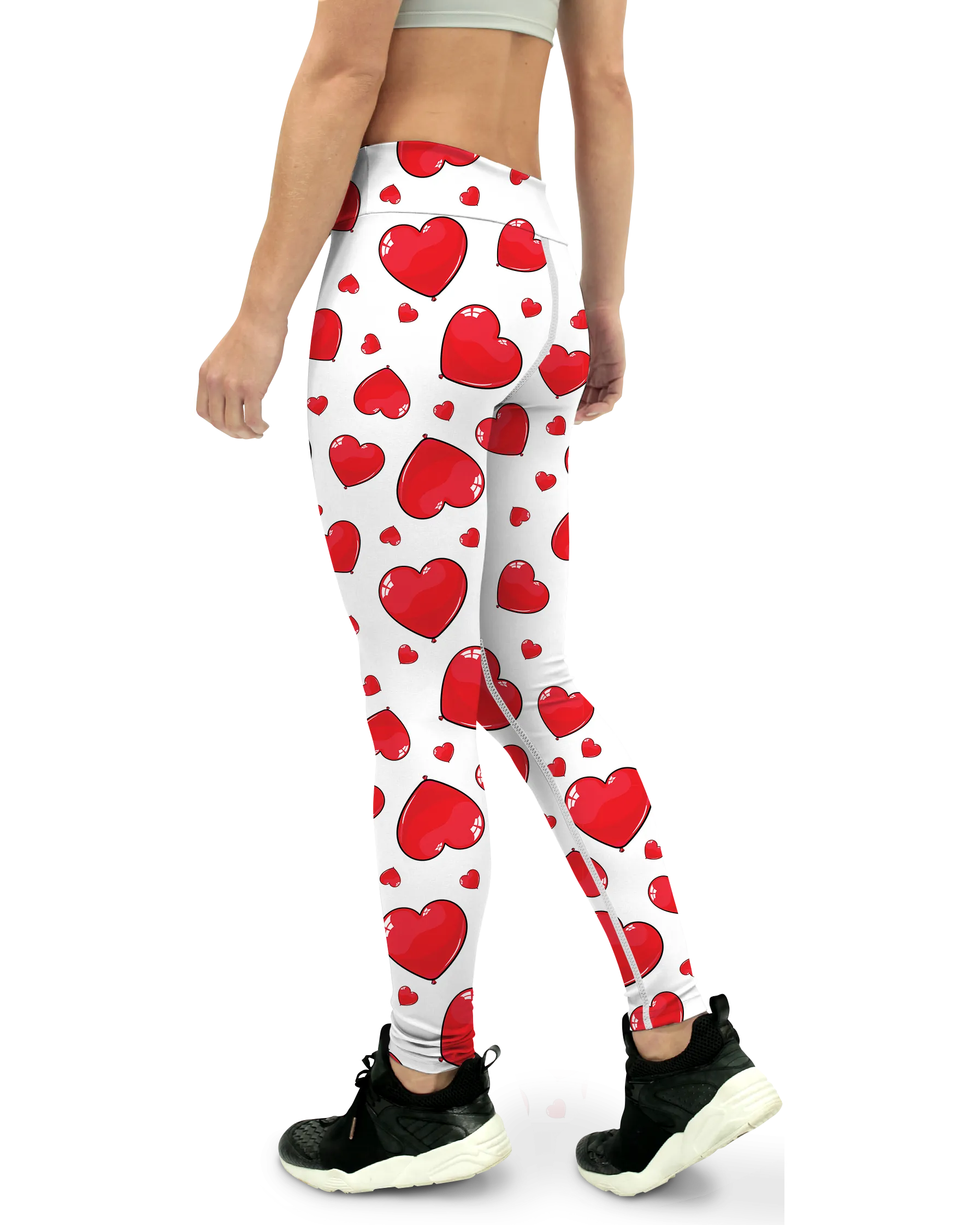 Red Heart Shaped Balloons Yoga Pants