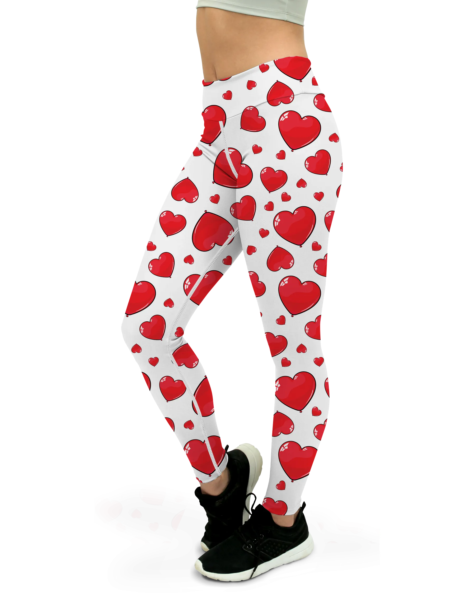 Red Heart Shaped Balloons Yoga Pants