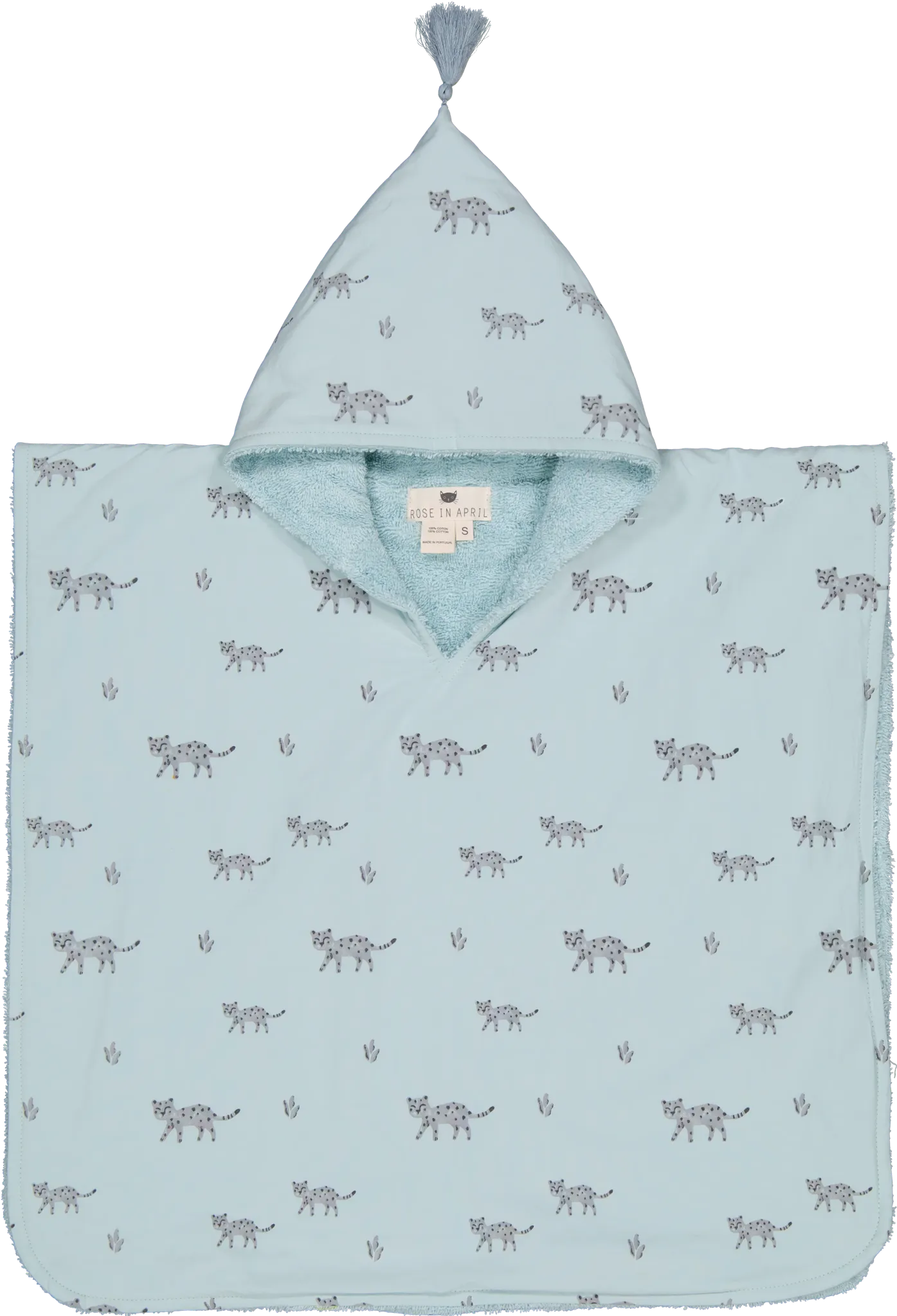 Rose in April - Toddler Bath Towel Poncho - Leopard Bleu 1-3 yrs